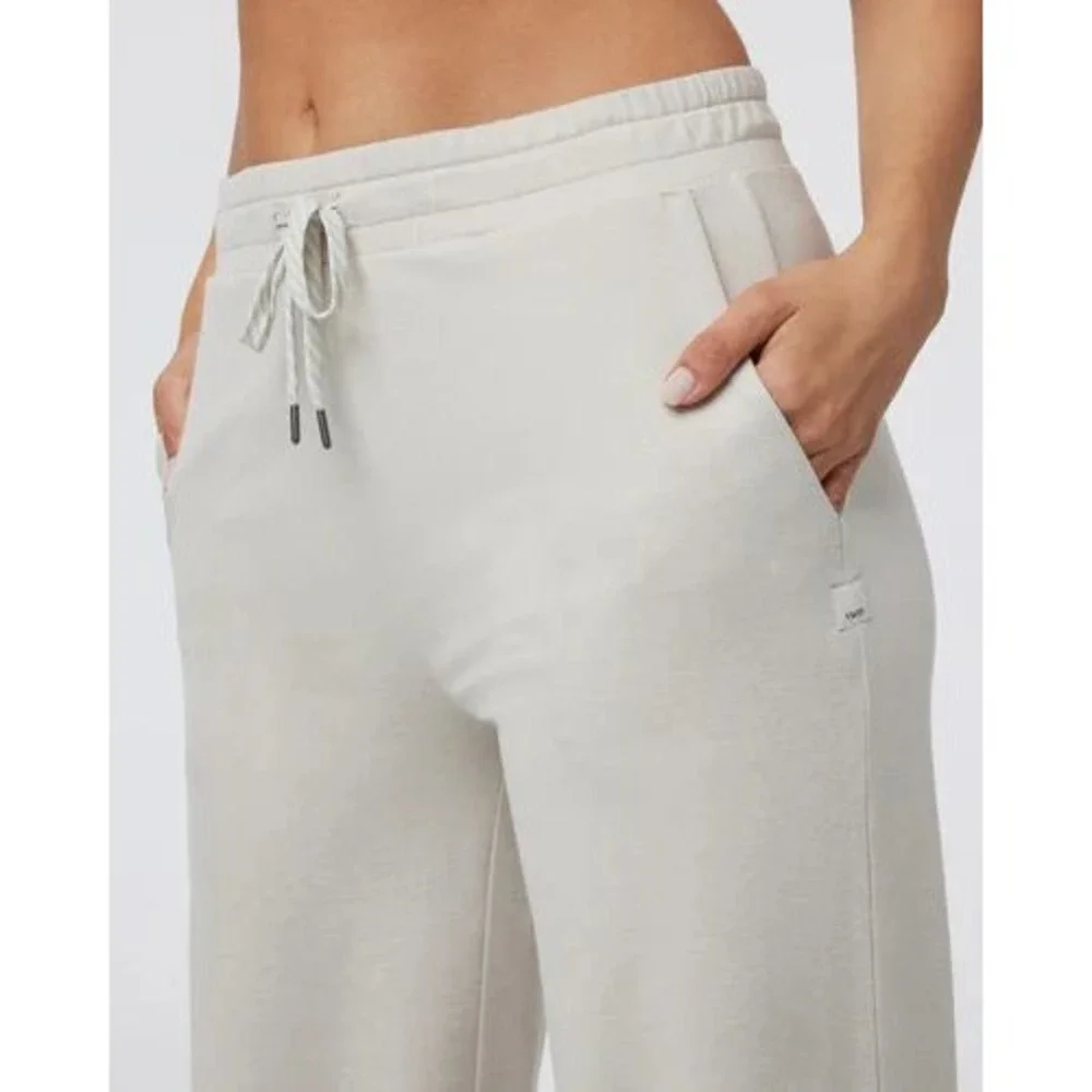 Vuori Wide Leg Lounge Pants High Rise Drawstring Athleisure Beige VW4023 Women M